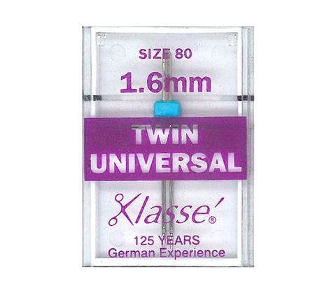 Klasse Machine Needle Twin Universal Size 80 - 1.6mm - Blue 