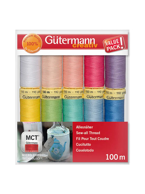 Gutermann Sewing Thread Set - Sew All 100m 10 Reels - Pastels