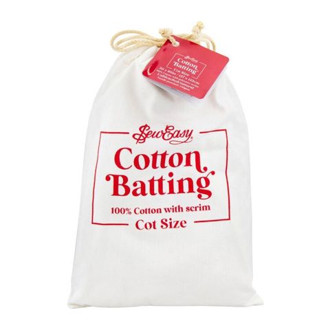 SEW EASY BATTING - Batting  100% Cotton Natural 140Gsm With Scrim - cot 127 x 152cm