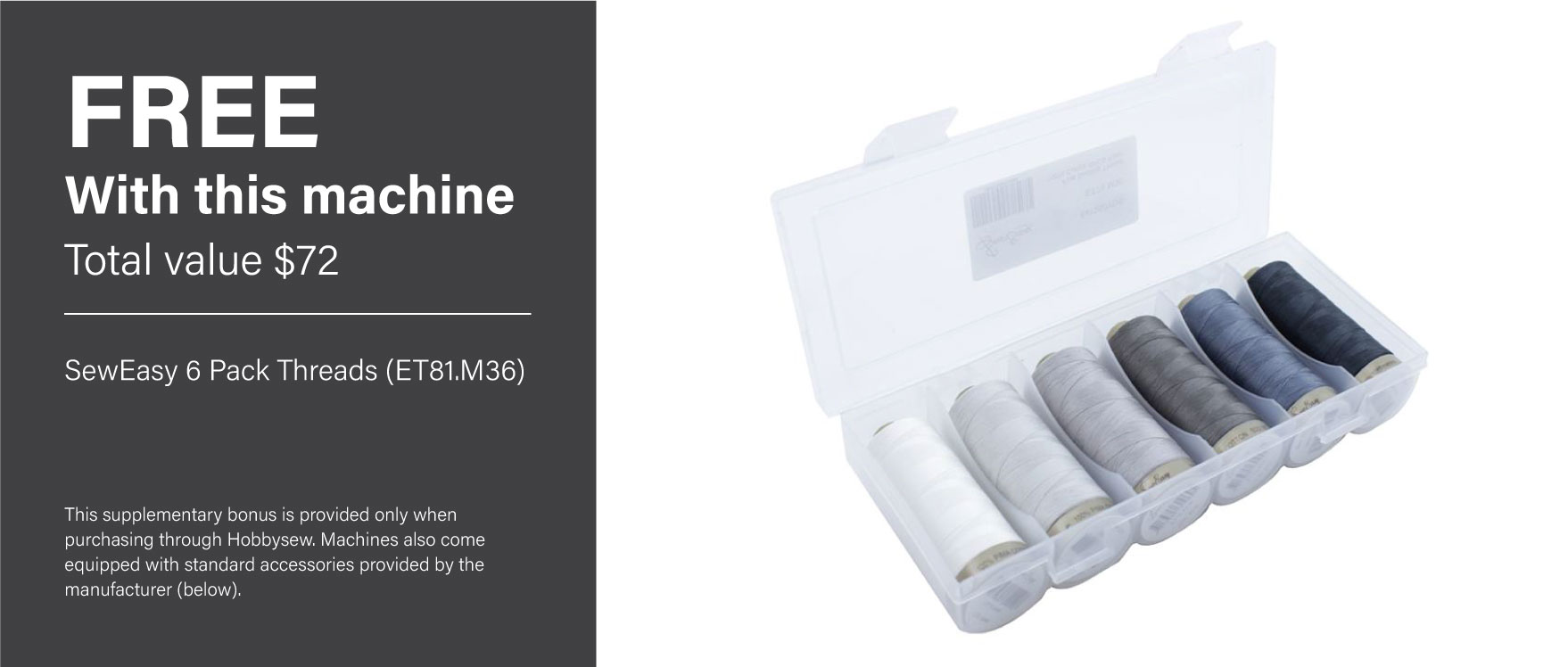 BONUS SewEasy 6 Pack Threads (ET81.M36) Valued at $72
