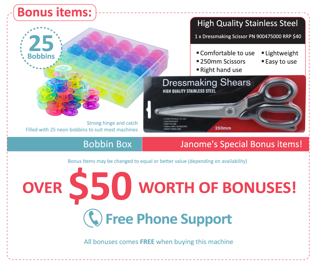 Free Shears and Bobbins valued over $50